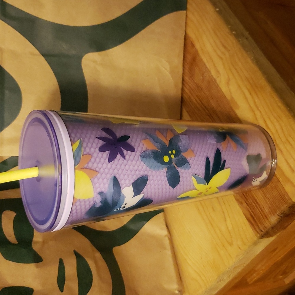 NWT Starbucks Purple Drifting Magnolia Floral Mesh Cold Cup Venti 24oz New 2023